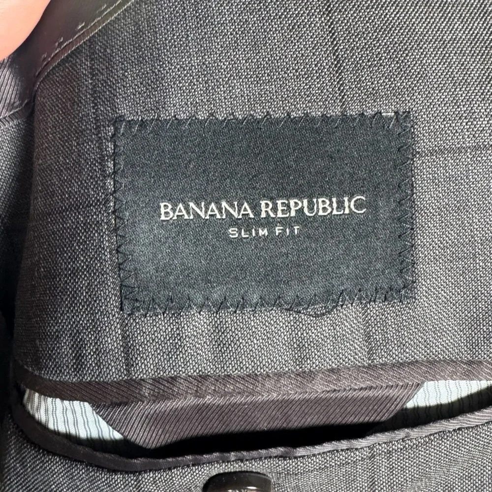 Banana Republic Men 40S‎ Slim Grey Plaid Marzotto Super 100s Wool Blazer 351342